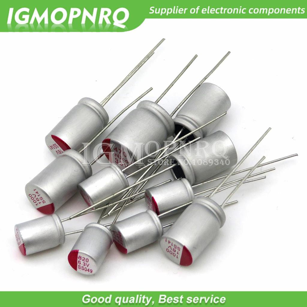 5-10PCS 6.3V 10V 16V 25V 35V 50V 100UF DIP Solid Electrolytic Capacitor 150UF 220UF 270UF 330UF 470U