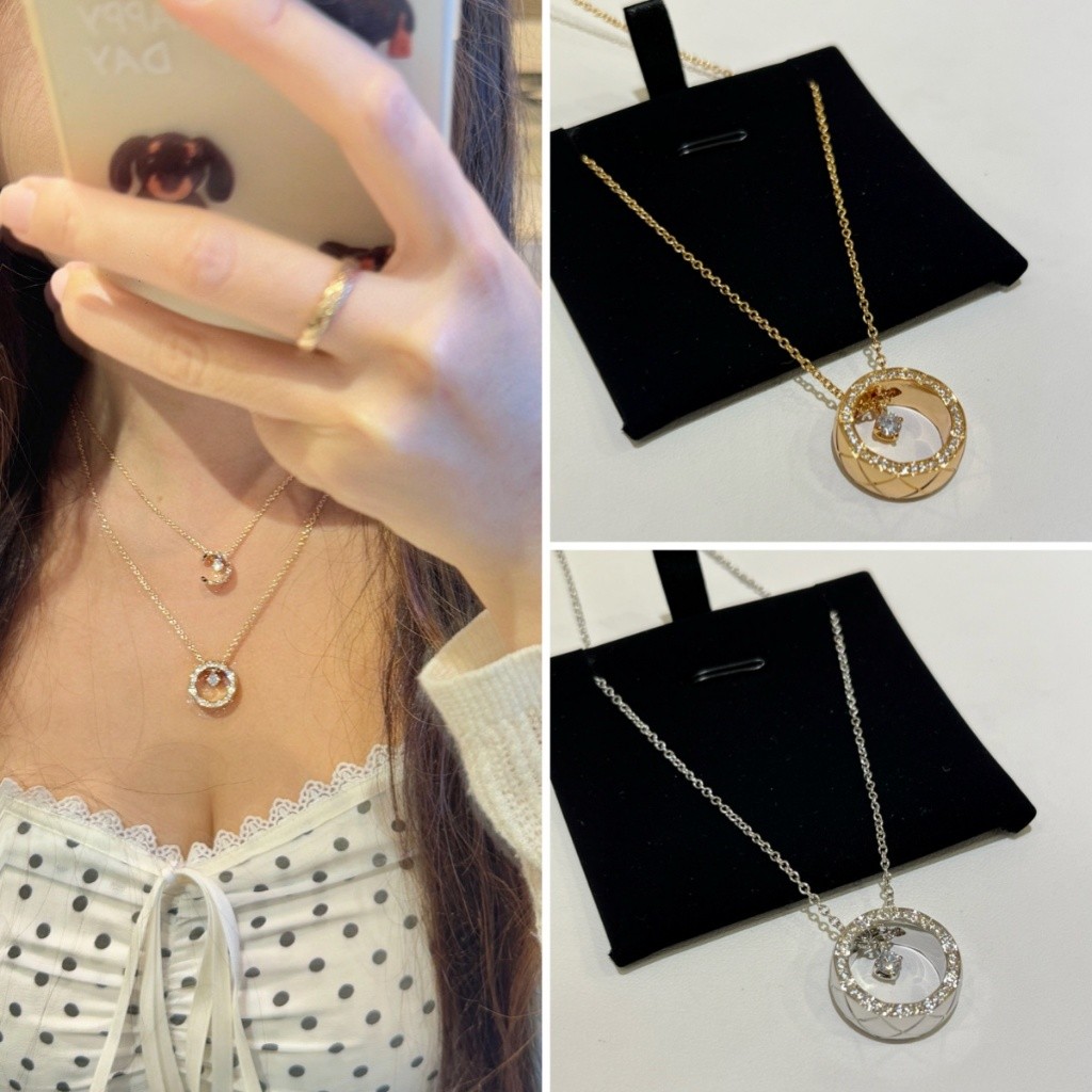 【ก่อนสั่งสอบถาม】ราคา3100 CCC อปก.ครบชุด สร้อยคอ Diamond-studded rhombus cutout ring necklace