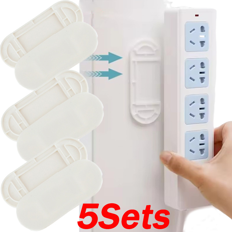 1/3/5 ชุด Wall Mount Plug-in Socket Fixer Bracket Stand / Self-Adhesive Punch-free Plug Fixer