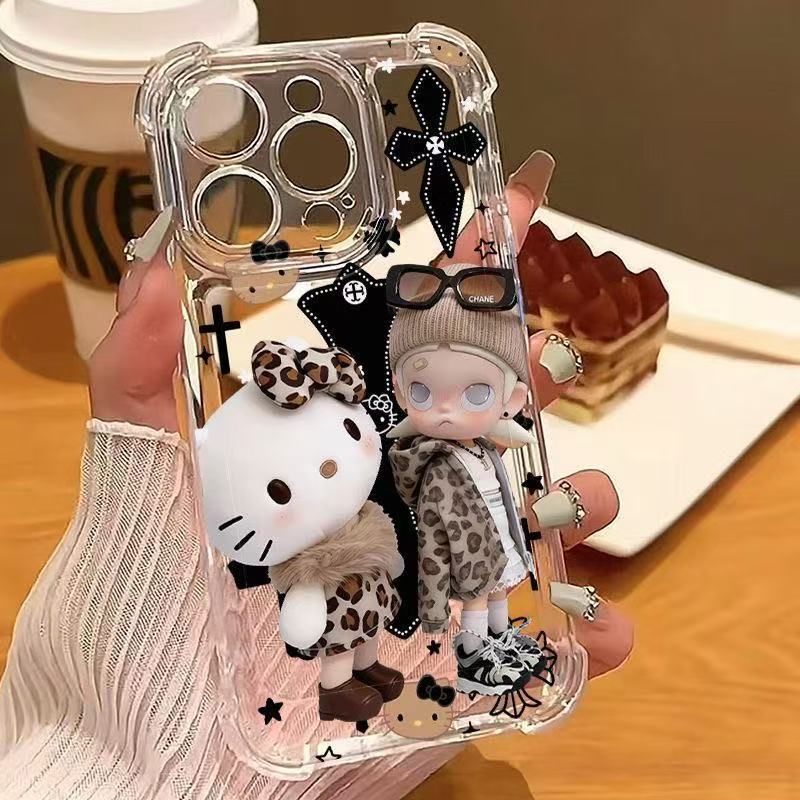 เคสโทรศัพท์ลาย Hello Kitty และ zsiga เหมาะสำหรับ iPhone 11/13/12/14 Plus/16 Pro/17Max/8/7Plus คุณภาพสูงป้องกันการล่มสลาย