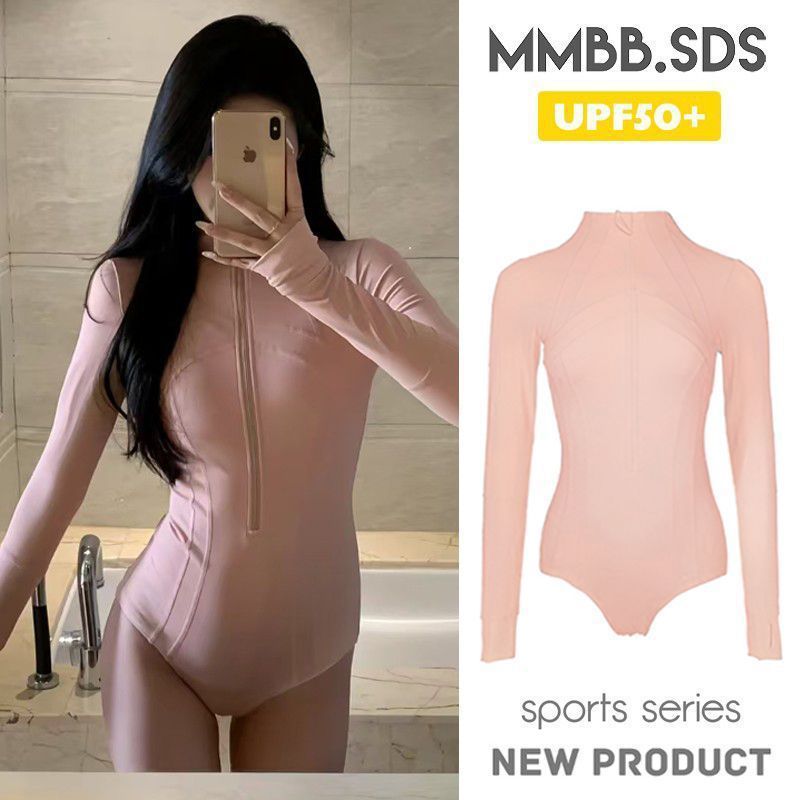 ชุดว่ายน้ำแขนยาว สำหรับพีช สปา และดำน้ำตื้น ดัชนีกันแดด 50+ สไตล์คล่องแคล่ว มีสายคาดท้อง ออกแบบมาเฉพาะสำหรับผู้หญิง