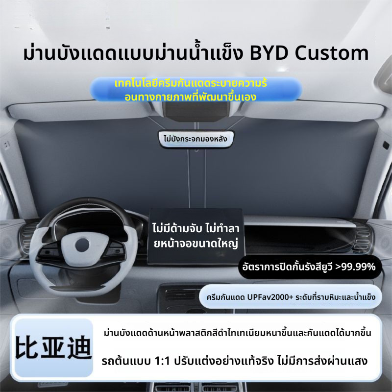 ผ้าบังแดดหน้าต่างรถยนต์ สำหรับ BYD CHAZOR DM-i / Dolphin / Seagull / ATTO 3/ SEAL  กันแดดลดความร้อน
