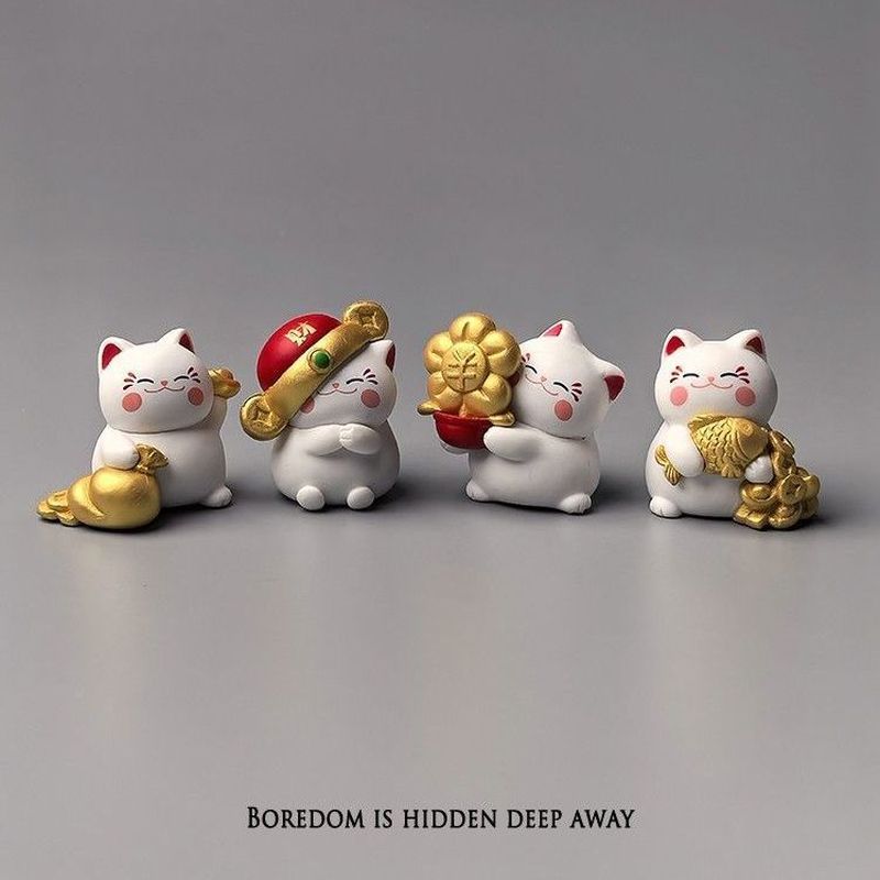 Lucky Cat Wishing Lucky Fortune Lucky Mini Doll Healing อารมณ์เสถียรภาพเดสก์ท็อปตกแต่ง L4-28-2