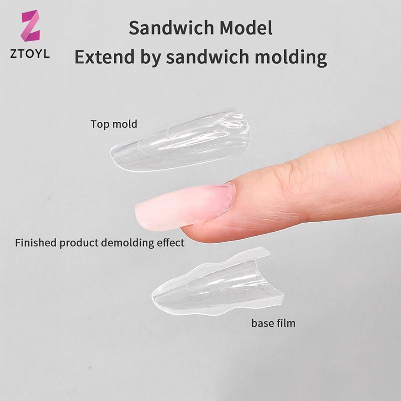 [ZTO-t] 180 ชิ้น/กล่องแซนวิช Dual Nail Forms 15 ขนาด Extensions-Dual Forms Coffin Almond Nail Forms 