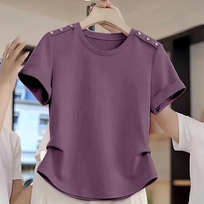 เสื้อยืดฤดูร้อนแขนสั้นใหม่แฟชั่นลําลองหลวมด้านบนสําหรับผู้หญิง