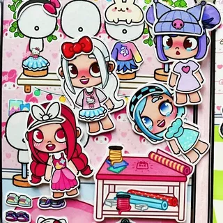 ชุดตัดกระดาษรูปคุโรมิ สาวน้อยเงียบขรึม จากหนังสือสนุกๆ ของเล่นแต่งตัว เกมงานฝีมือ DIY ชุดวัสดุ DIY ที่ใช้ซ้ำได้