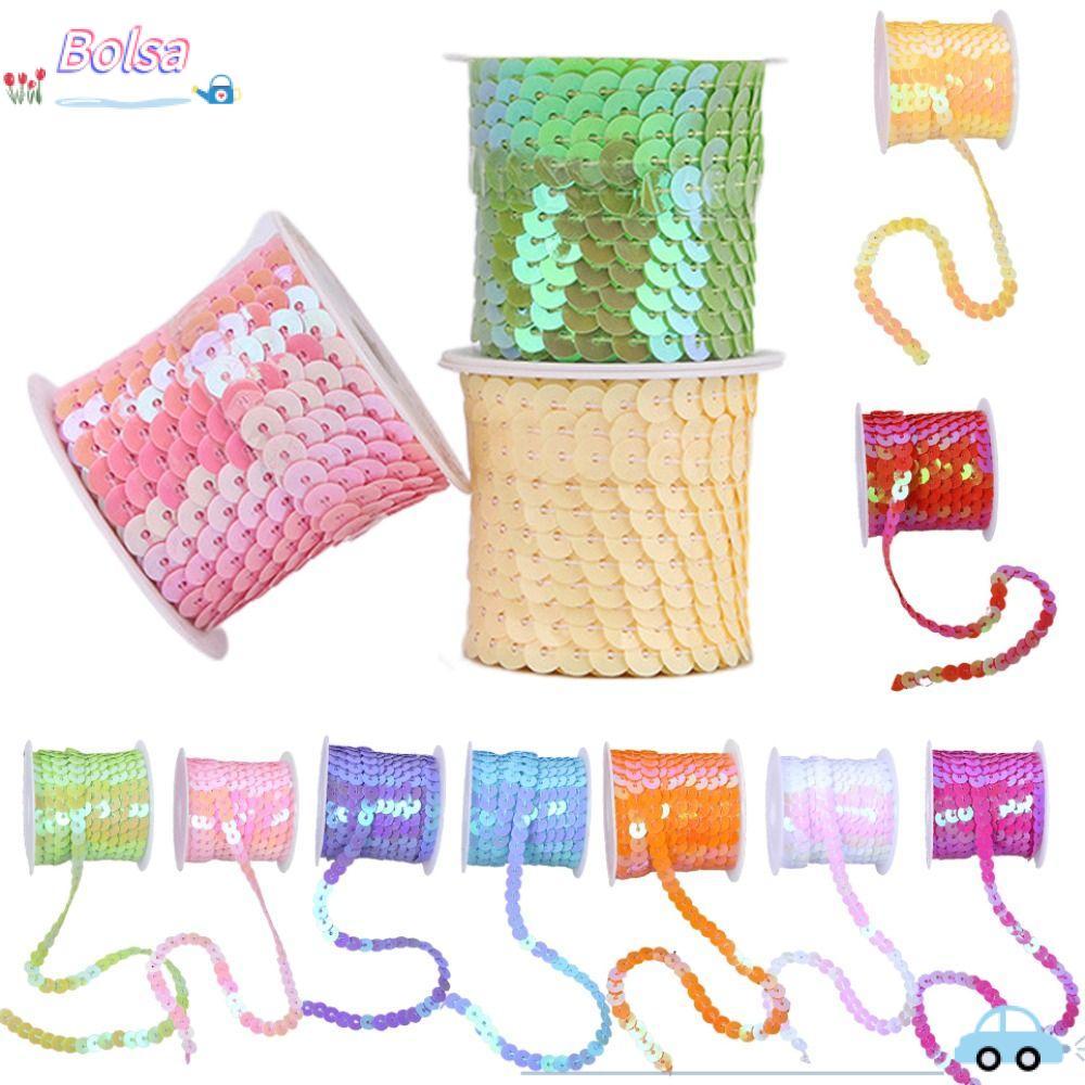 BOLSA เลื่อม Trims, เงา 6 มม. Paillettes, สีสันรอบ 5M หลวมตกแต่งลูกไม้หัตถกรรมผ้าอุปกรณ์เสริม/กระเป๋า/Garment