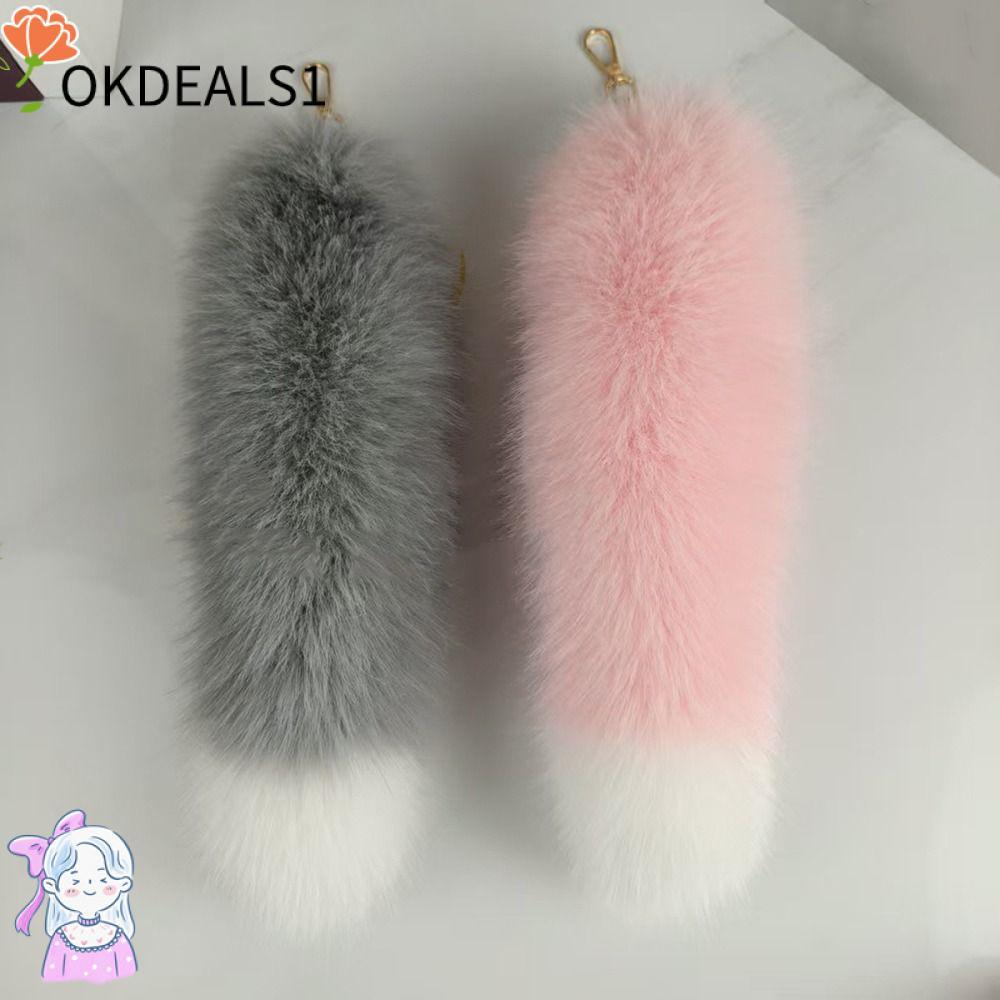 DEALSHOP Therian Tail Bag Charms,ขนาดใหญ่ปุยนุ่มPlush Faux Fur Tailพวงกุญแจ,น่ารักหนาWarm Furจี้สําห