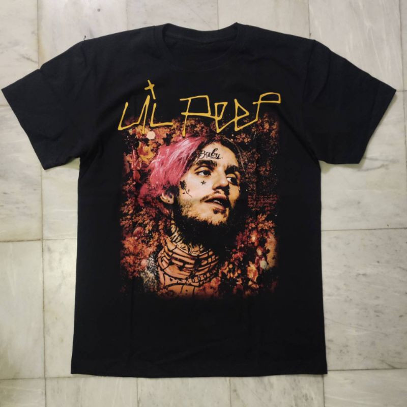 เสื้อยืดธีมฮิปฮอป Lil Peep พิมพ์ลายรูปภาพย้อนยุค คอตตอน100% วัสดุผ้าคอตตอน มีหลายไซส์ให้เลือก