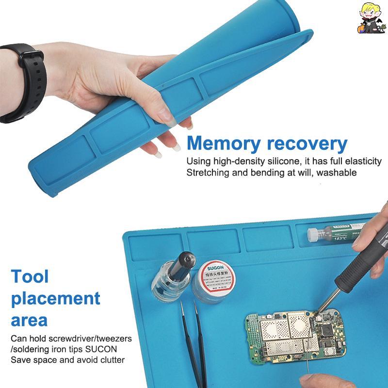 [CLA] 1 ชิ้น ESD ฉนวนกันความร้อนแผ่นบัดกรีโทรศัพท์แผ่นซ่อมทนต่ออุณหภูมิสูงทํางานซิลิโคนเสื่อบัดกรี [TH]