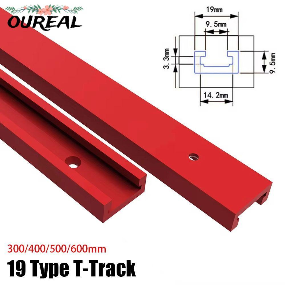 OUREAL 1 ชิ้น T-Slot Track,สไลด์คู่มือรางอลูมิเนียมT-Track,T Slider Fixture Slotสไลด์ 300-600 มม.19 