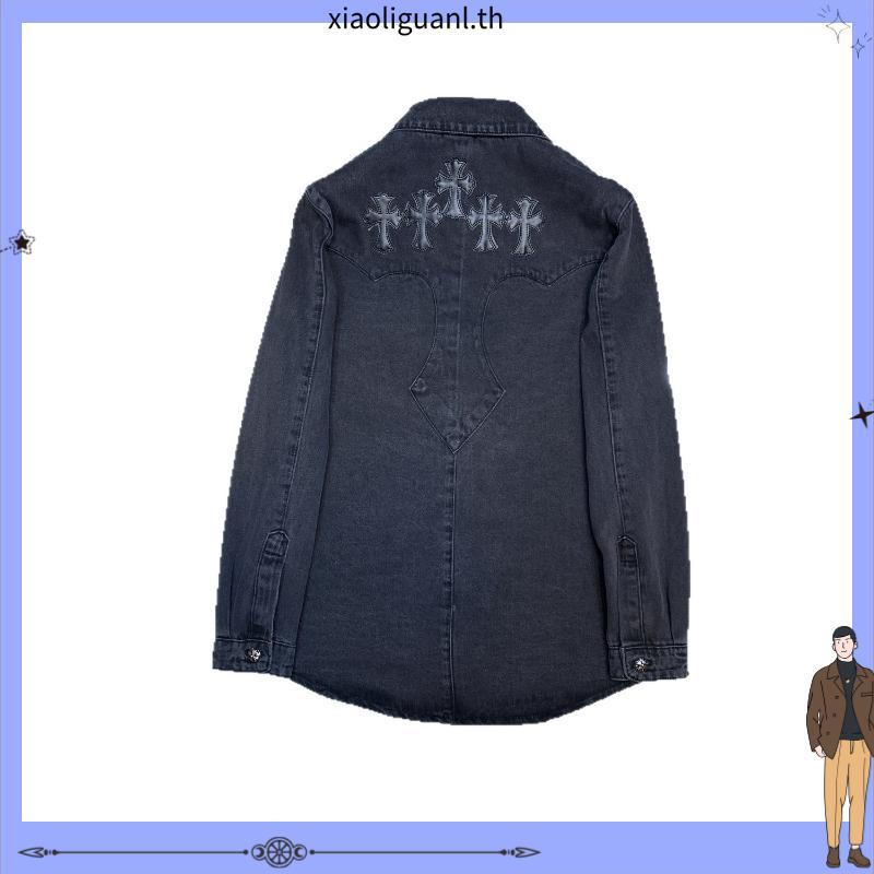Chrome Hearts Chrome Hearts Chrome Hearts 2026 เสื้อแจ็คเก็ตยีนส์หนังไขว้ด้านหลัง