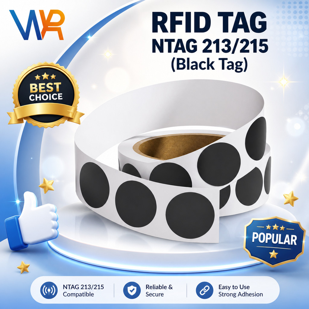 สีดํา NTAG 213/215 NFC Tag สติกเกอร์โปรแกรมชิป NFC เข้ากันได้กับอุปกรณ์ NFC ทั้งหมด