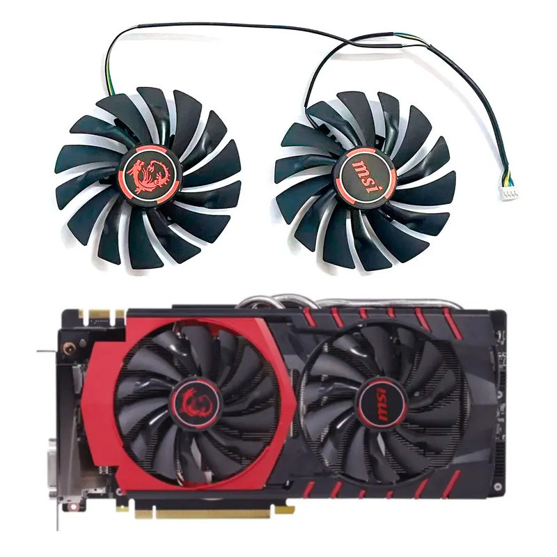 95 มม.4PIN PLD10010S12HH GPU พัดลมสําหรับ MSI Radeon R9380 390 R7 370 RX470 กราฟิกการ์ดพัดลม
