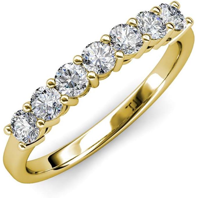 TriJewels Round Lab Grown Diamond 3.5mm 7 Stone Women Wedding Band Stackable (VS2-SI1, FG) 1.15 ctw 
