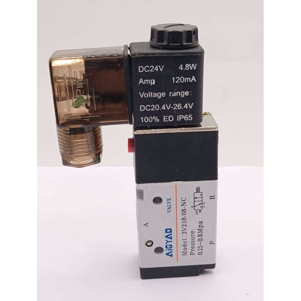 ส่งไว 3V210-08-NC: รุ่น: 3V210-08-NC (ปกติปิด)โซลินอยด์วาล์ว AIGYAD รุ่น 3V210-08-N ล้างสต๊อก