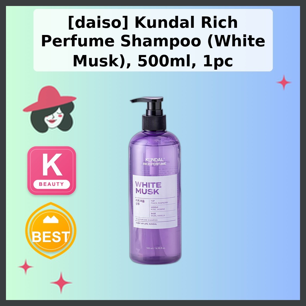 [daiso] Kundal Rich Perfume Shampoo (White Musk), 500ml, 1 ชิ้น / แชมพูเกาหลี / กลิ่น White Musk by 