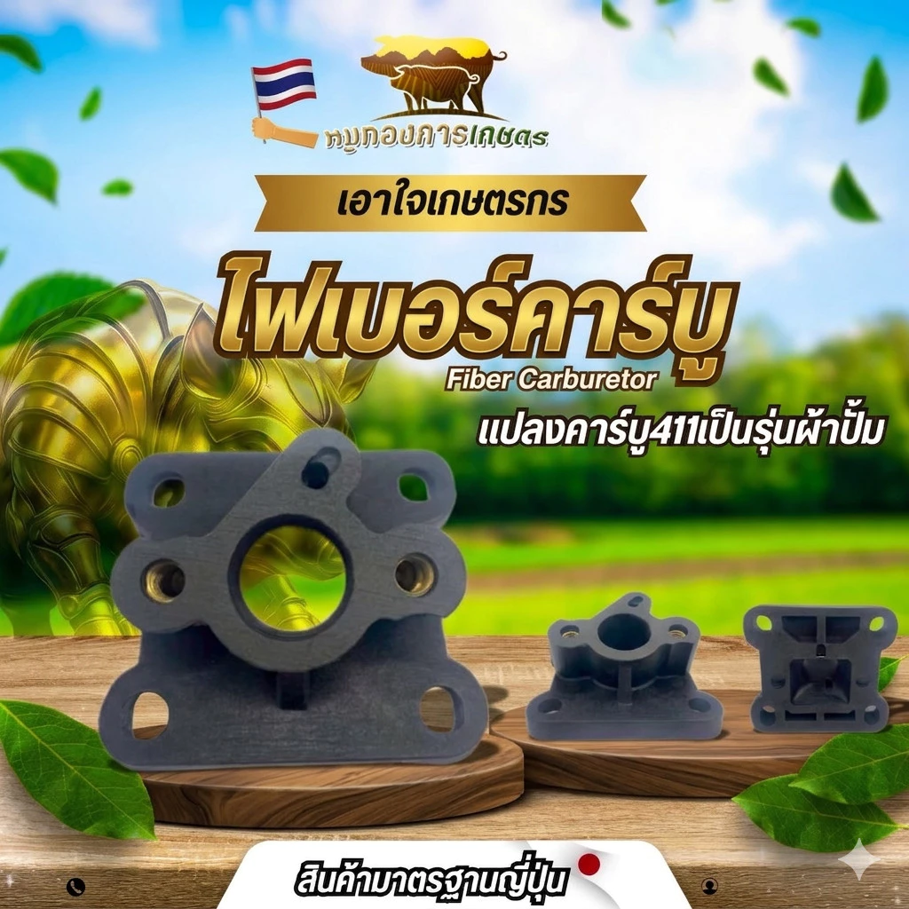 หน้าแปลนคาร์บู411 แปลงคาร์บูผ้าปั้ม ไฟเบอร์คาร์บูชุดแปลงคาร์บูคุณภาพ ทนทาน พร้อมใช้งาน
