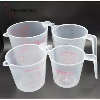 ENGANUNSOON สําเร็จการศึกษาถ้วยตวง,พร้อม Spout พร้อมที่จับถ้วยตวงพลาสติก, ถ้วยเครื่องหมายออนซ์และ Ml แป้งวัด