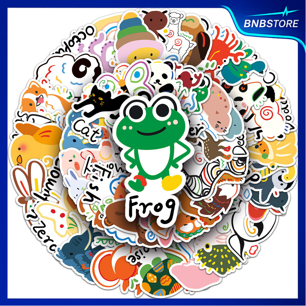 🍀ส่งจากไทย🍀 50ชิ้น สติกเกอร์ ภาพสัตว์ภาษาอังกฤษ Animal Picture Sticker กันน้ำ DIY ติดรถ มือถือ พร้อมส่ง