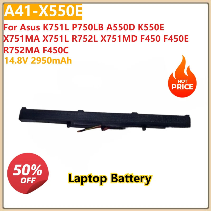 สําหรับ Asus K751L P750LB A550D K550E X751MA X751L R752L X751MD F450E R752MA F450C แบตเตอรี่แล็ปท็อป