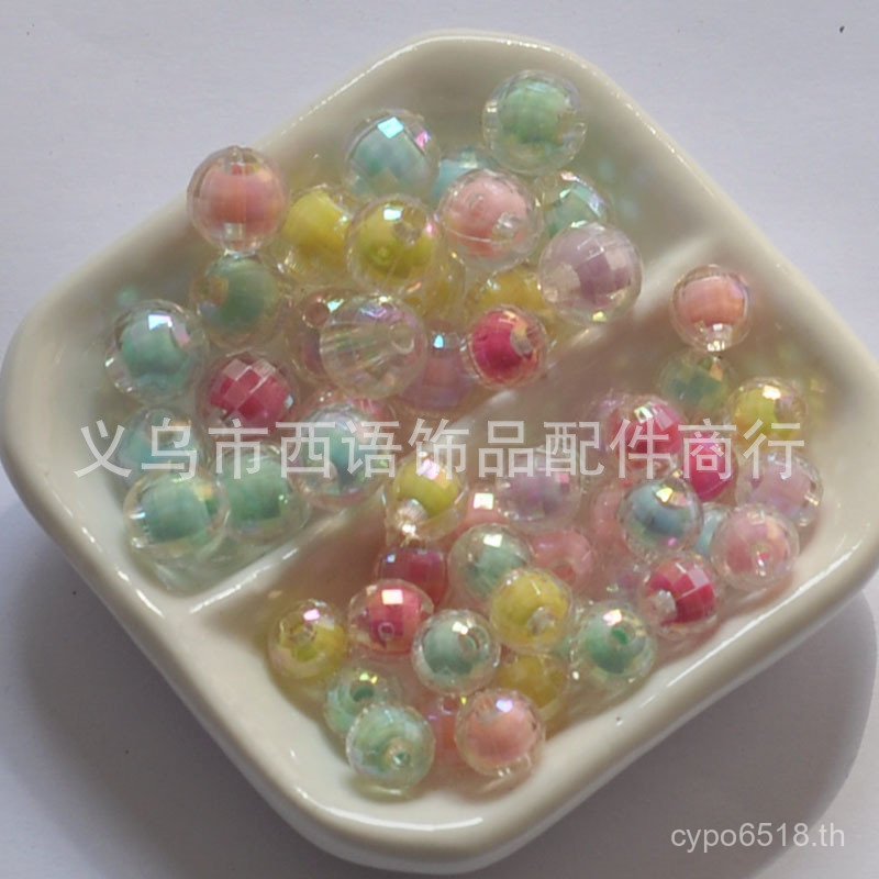ลูกปัดด้านในเหลี่ยมเพชรพลอยเด็กที่มีสีสันแกนสร้อยข้อมือลูกปัดสี diyab Handmade Earth วัสดุสร้อยคอลูก