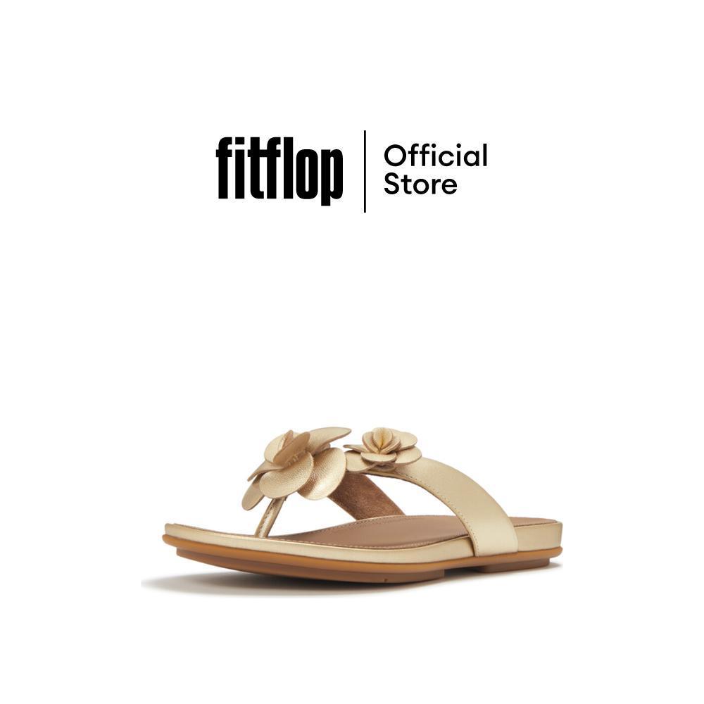 FITFLOP GRACIE FLOWER LEATHER รองเท้าแตะแบบหูหนีบผู้หญิง รุ่น A4A-675 สี PLATINO ราคา ถูกที่สุด ดีลบีเคเค