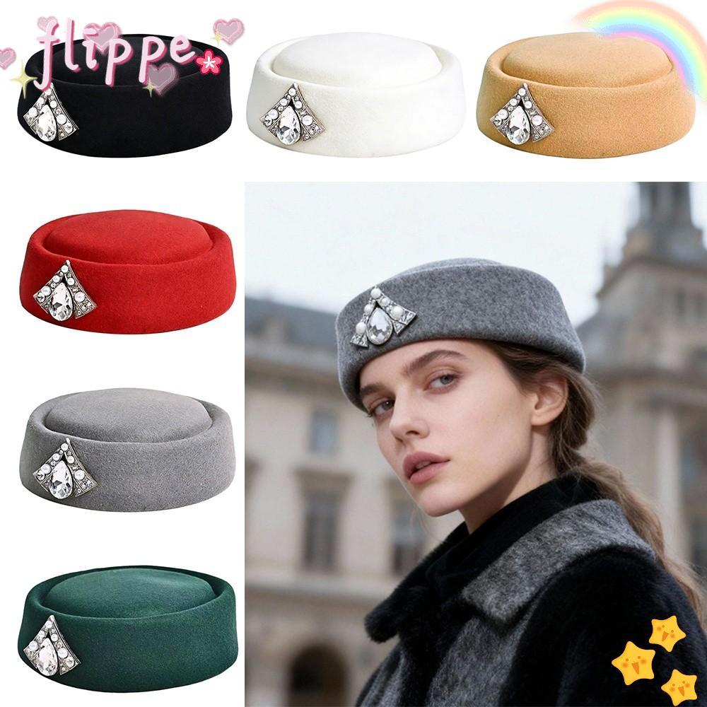 FIPE Stewardess หมวก, Headwear อังกฤษ Retro หมวก, แฟชั่นคริสตัล Embellished Air Hostess หมวกสําหรับผ