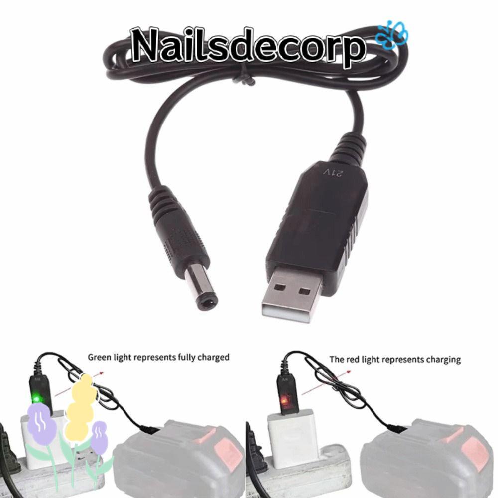 NAILS สายชาร์จแบตเตอรี่ 21V, อะแดปเตอร์ USB เฉพาะ 5V ถึง 21V Boost Cable, DC Interface Boost Convers