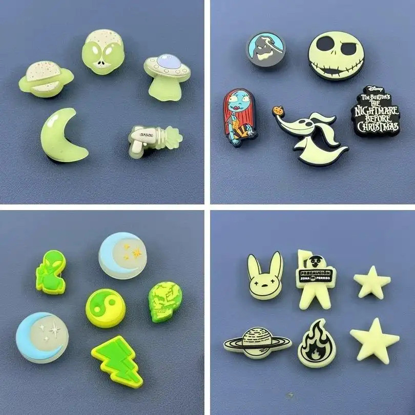 รองเท้า Charms Fluorescent Series DIY อุปกรณ์เสริมรองเท้าตกแต่งรองเท้าหัวเข็มขัดที่ไม่ซ้ํากัน