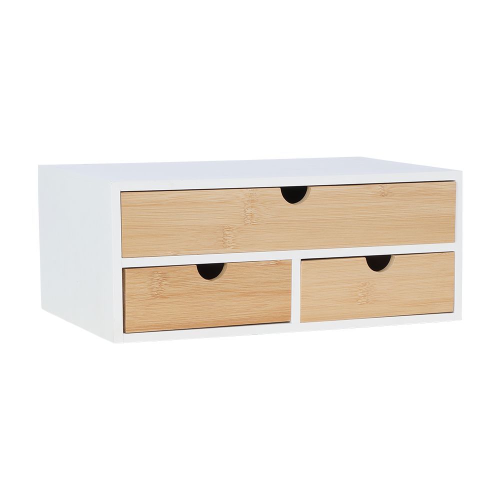 HomeHuk กล่องลิ้นชัก รุ่นโครี่ ขนาด 33 x 21 ซม. - สีขาว/ธรรมชาติ