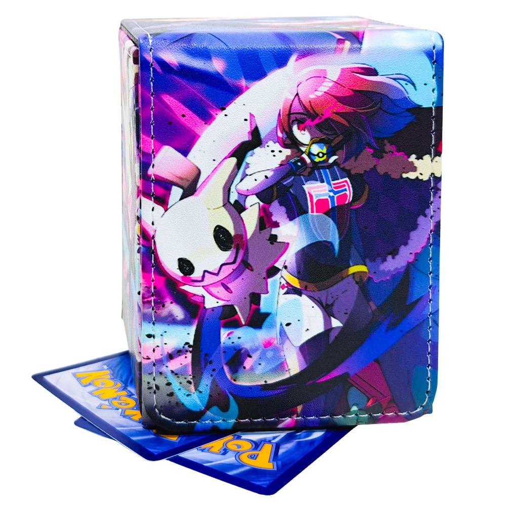 อะนิเมะเกม Pokemon PTCG การ์ดหนังกล่อง PU วัสดุ Pikachu Gengar Greninja Marnie Hobby คอลเลกชันของขวั