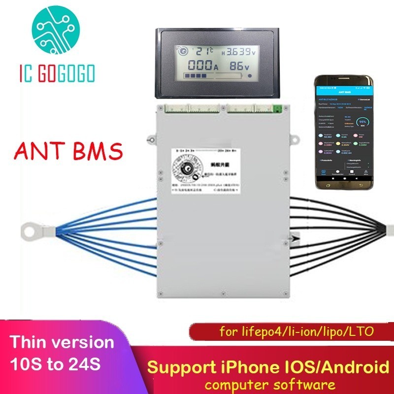 《หนังสือขายดีแห่งปี！》บางรุ่น 10S ถึง 24S สมาร์ท 550A 300A 220A 125A 50A แบตเตอรี่ลิเธียมป้องกัน ANT 