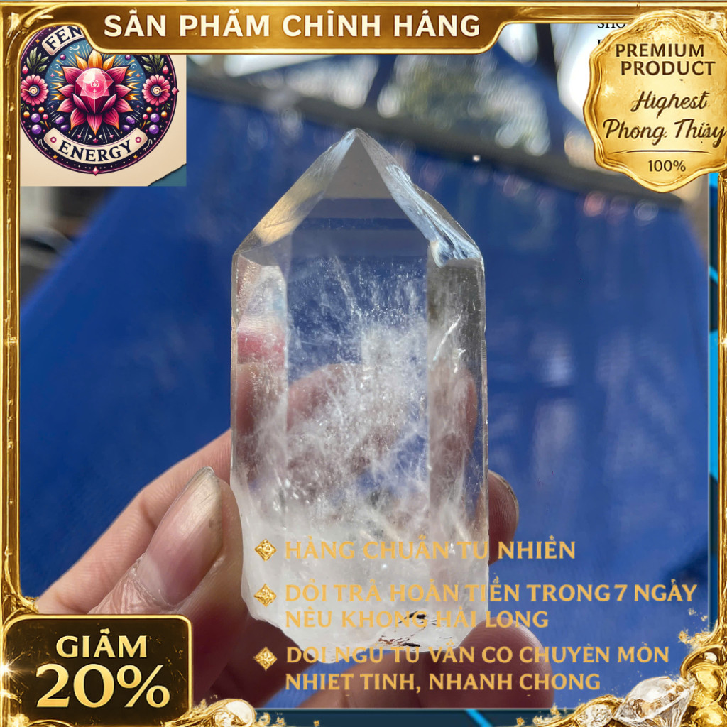 หินควอตซ์สีขาวธรรมชาติหนัก 130g (pl dqctn