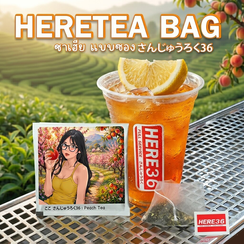 ใบชา sanjūroku36 รูปแบบซอง : HERE36 TEA : พร้อมสูตรชงชาร้านเฮีย
