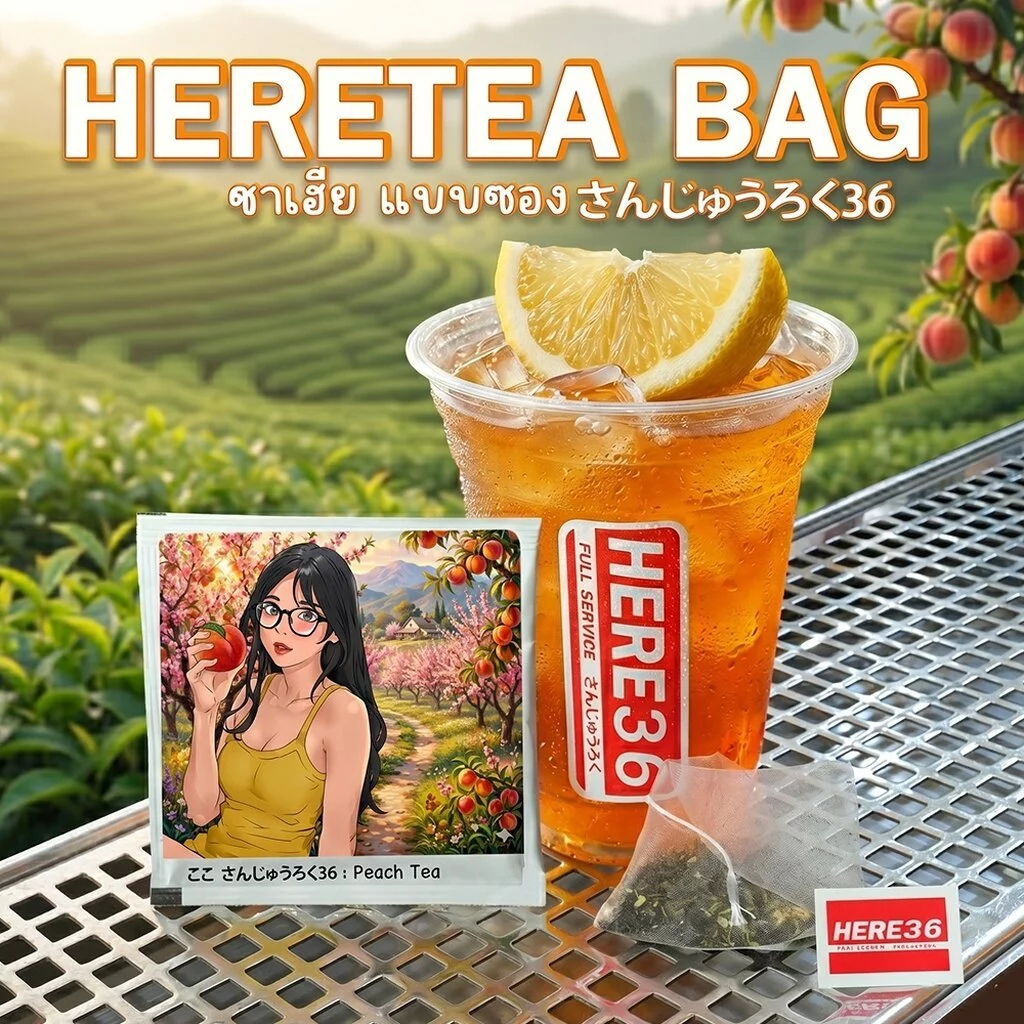ใบชา sanjūroku36 รูปแบบซอง : HERE36 TEA : พร้อมสูตรชงชาร้านเฮีย