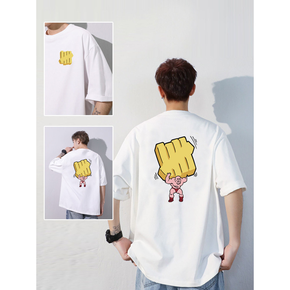 ฤดูร้อนรอบคอ UNDEFEATED Hercules Street Wear เสื้อยืดแขนสั้นผ้าฝ้ายหลวมผ้าฝ้ายแท้