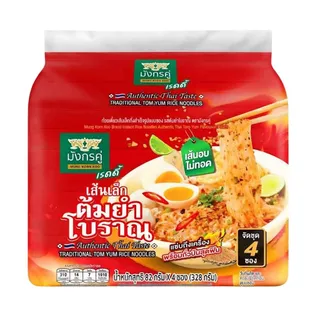 มังกรคู่ เรดดี้ เส้นเล็ก วุ้นเส้น กึ่งสำเร็จรูป ตำเส้นเล็ก ก๋วยเตี๋ยวเรือ ต้มยำ รสแซ่บ แพ็ค 4 ซอง