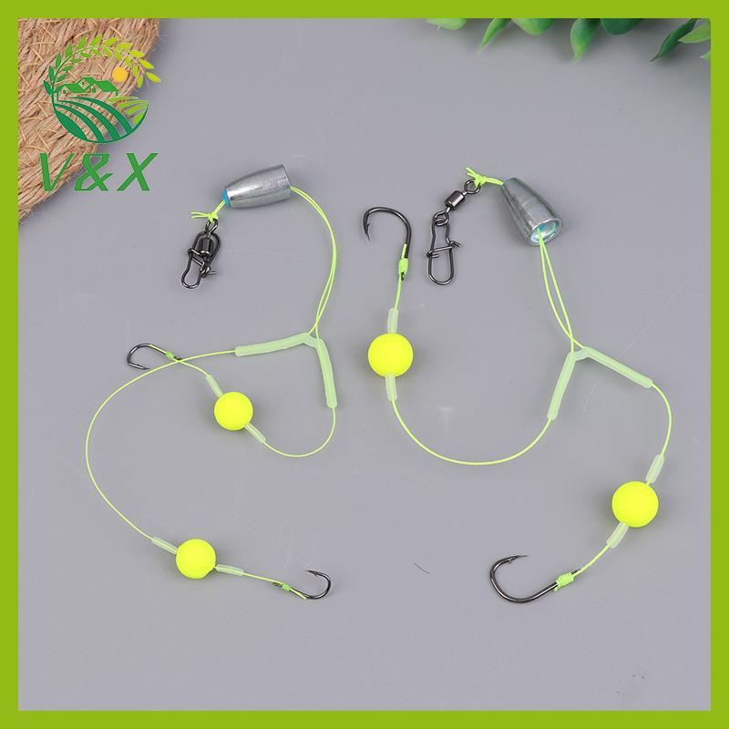 [Snowth] 1 PC Double Hook ตกปลาผม Rigs Hook Reverse Bottom Line Suspension ปลาคาร์พตะขอตกปลา Ready Made Anti Bottom Carp Rigs [zkm]