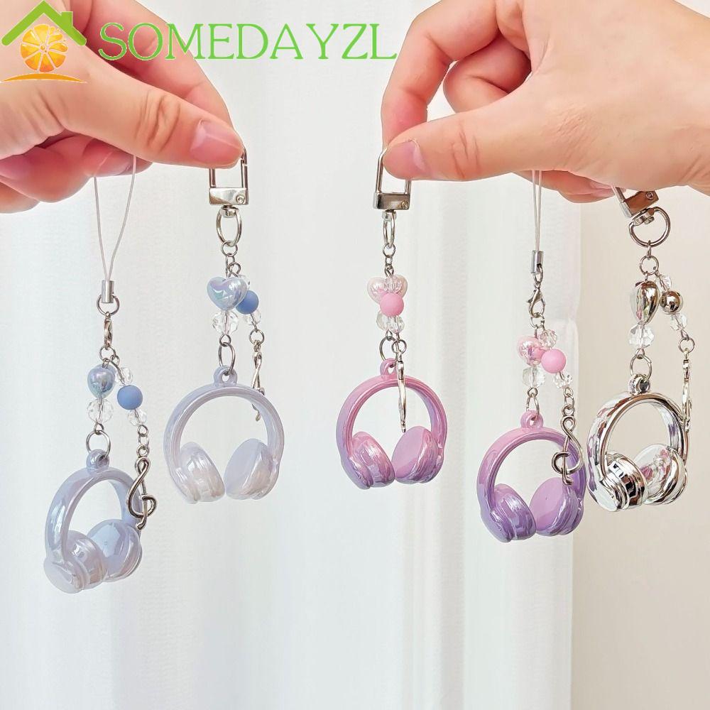 SOMEDAYZL หูฟังสายจูงพวงกุญแจ, Y2k Retro Anti-loss หูฟังรูปจี้, กระเป๋านักเรียนโทรศัพท์สายรัดแขวนเครื่องประดับเพลงสไตล์โทรศัพท์มือถือ Lanyard กระเป๋าเป้สะพายหลัง Charms