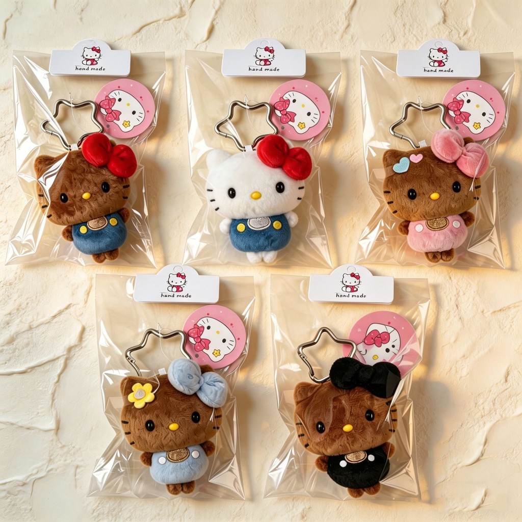 จี้ Hello Kitty สไตล์ฮาวาย ส่งเป็นชุดพร้อมตุ๊กตาหนังสีดำจากญี่ปุ่นนุ่มๆ น่ารักๆ