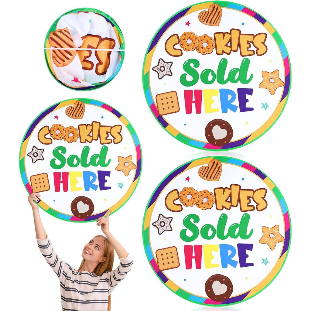 Yookeer 2 ชิ้นคุกกี้ขายที่นี่ป้ายขาย 33.46" ที่นี่ซื้อคุกกี้ Yard Sign รอบพับประตูแขวนสําหรับ Booth 