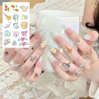แทททูสติ๊กเกอร์ 30แผ่น สีสดใสสายโดปามีน กันน้ำ ติดทน ลอกออกง่าย รอยสักผู้หญิง