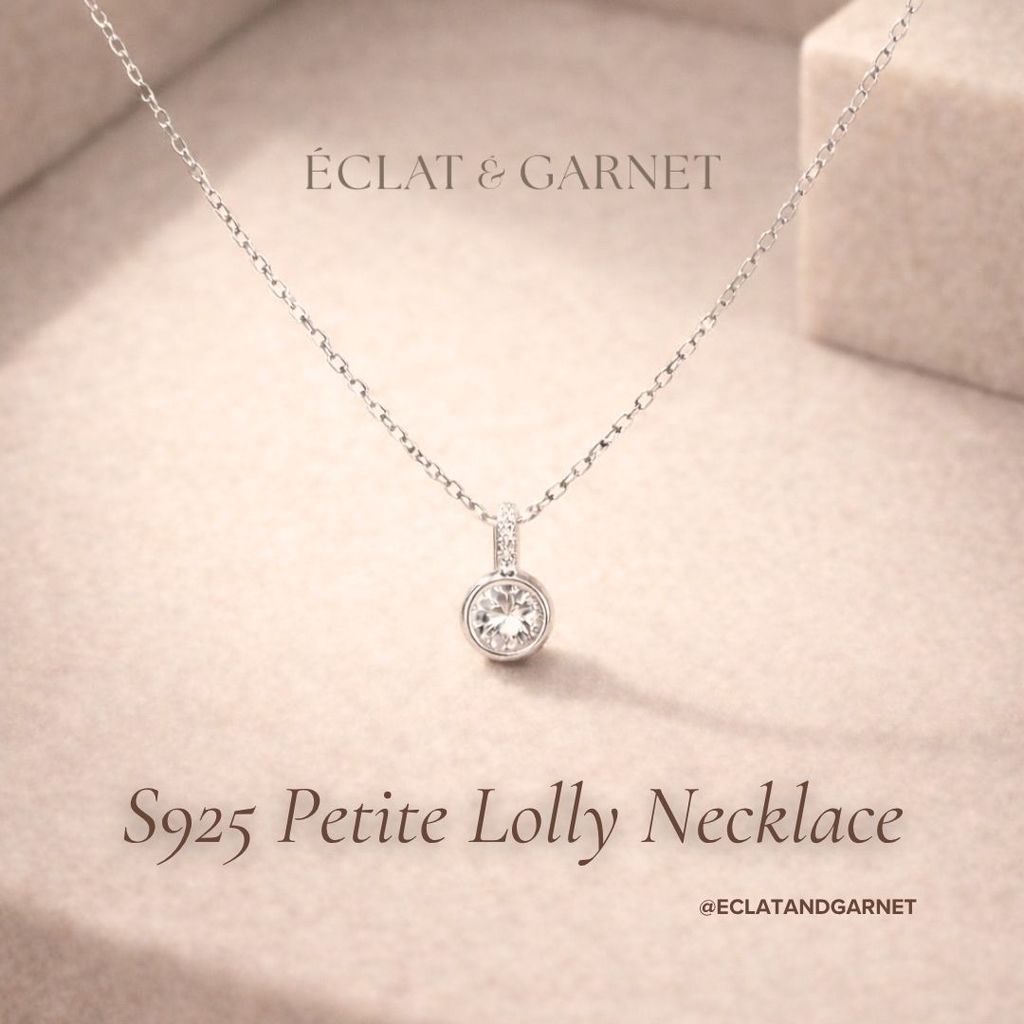 Eclat & Garnet - S925 PETITE LOLLY SOLITAIRE NECKLACE LTE Premium Zircon เครื่องประดับ 925 เงินสเตอร