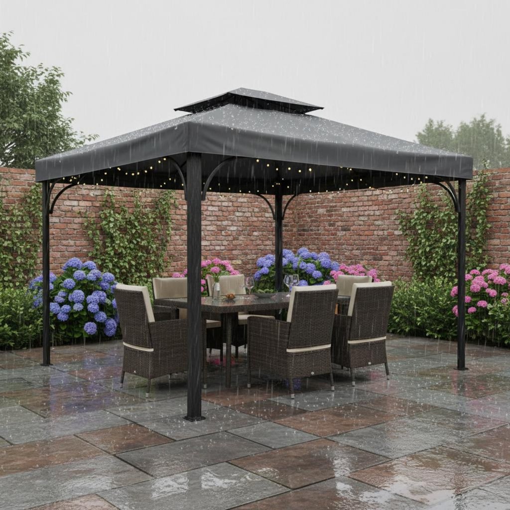 ป้องกันเปลี่ยน Gazebo Canopy กันน้ํา Gazebo ฝาครอบหลังคา Heavy Duty 420D วัสดุสําหรับสวน, Patio