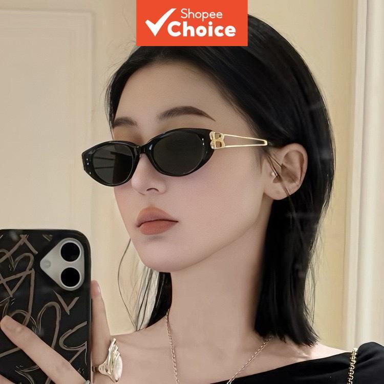 แฟชั่นสําหรับแว่นกันแดด Cat Eye Uv400 กรอบโลหะ Unisex รุ่นเกาหลี