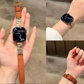 สุภาพสตรีเพชรสายหนังไม่สม่ําเสมอสําหรับ Apple Watch S11 SE3 S10 S9 S8 SE S7 S6 Ultra 3 2 49/42/41/40 มม.46 มม.44 มม.45 มม.สายรัดข้อมือ