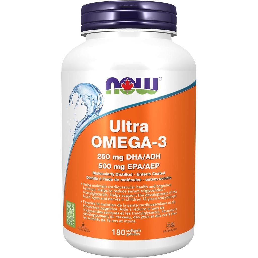 NOW s Omega3 กลั่นโมเลกุลและลําไส้ 180 ซอฟท์เจล