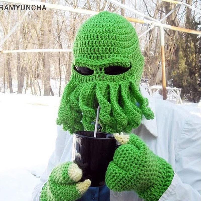 หมวกคอสเพลย์RAM Tentacle Octopus ทอมด้วยมือ อุ่น สําหรับฤดูหนาว