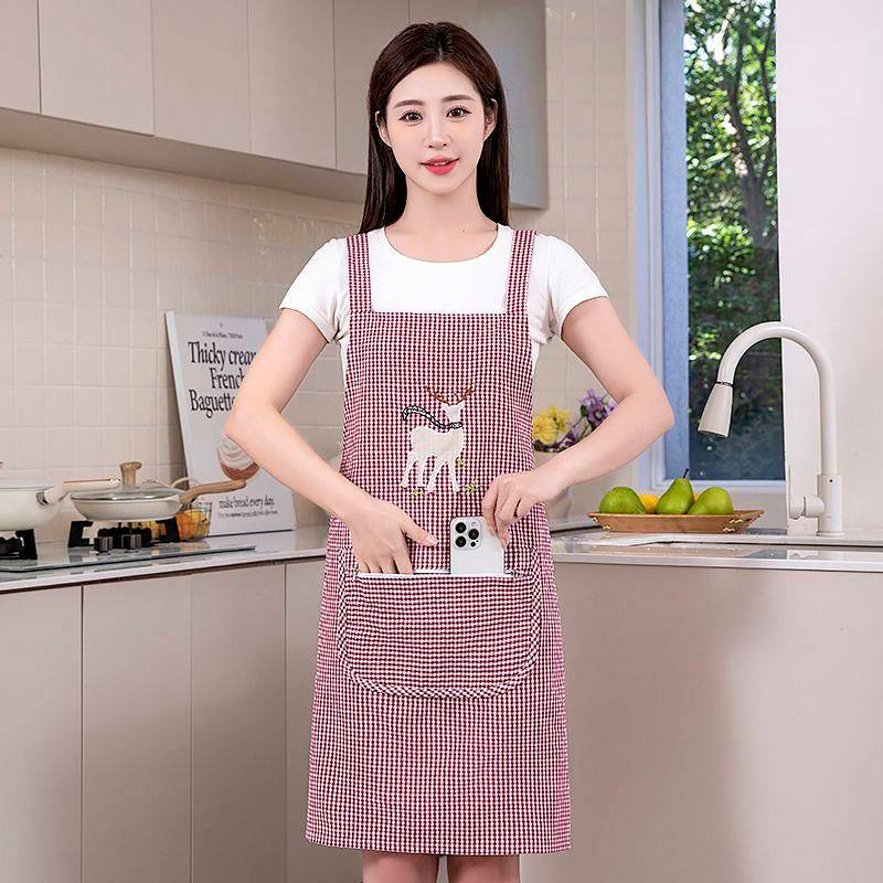 Apron Household Zipper Kitchen Fashion Cooking Oil-Proof and Antifouling Breathable Cute Work Clothe